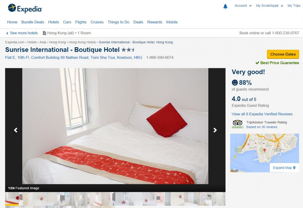 Sunrise International - Boutique Hotel (Kowloon, HKG) Expedia - Google Chrome